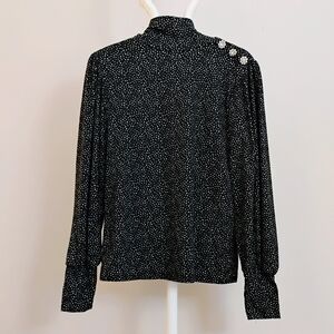 Loft Long Sleeve Rhinestone Shoulder Blouse Medium